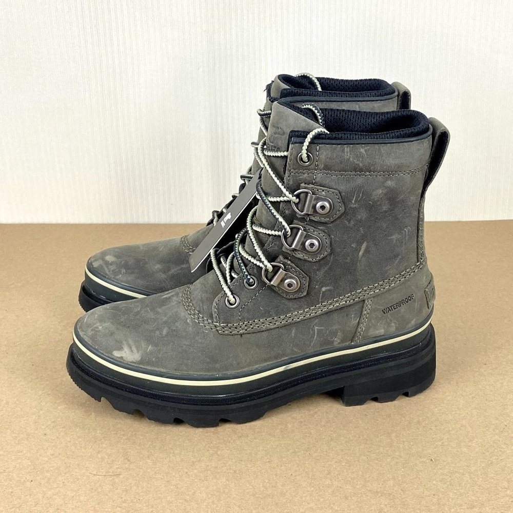 Sorel Lennox Street Leather Waterproof Boot Womens Size 7 Gray NL4418-354